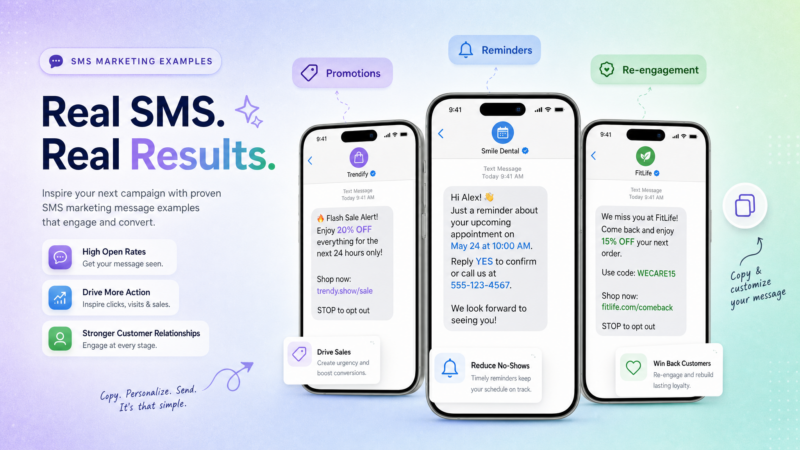 SMS Marketing Examples: 30+ Templates by Goal & Industry (2026)